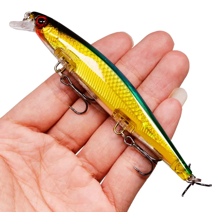Señuelos de pesca 11cm 12,5g Wobblers de pececillo hundido cebos artificiales de plástico con 3 ganchos para lubina Lucio carpa Swimbait aparejos de pesca - imagen 2