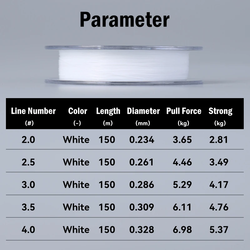 Leydun ISO líneas de pesca 150m 2,0 2,5 3,0 3,5 4,0 Nylon flotante agua pesca en el mar línea de aparejos de pesca de seda cruda importada especial - imagen 3