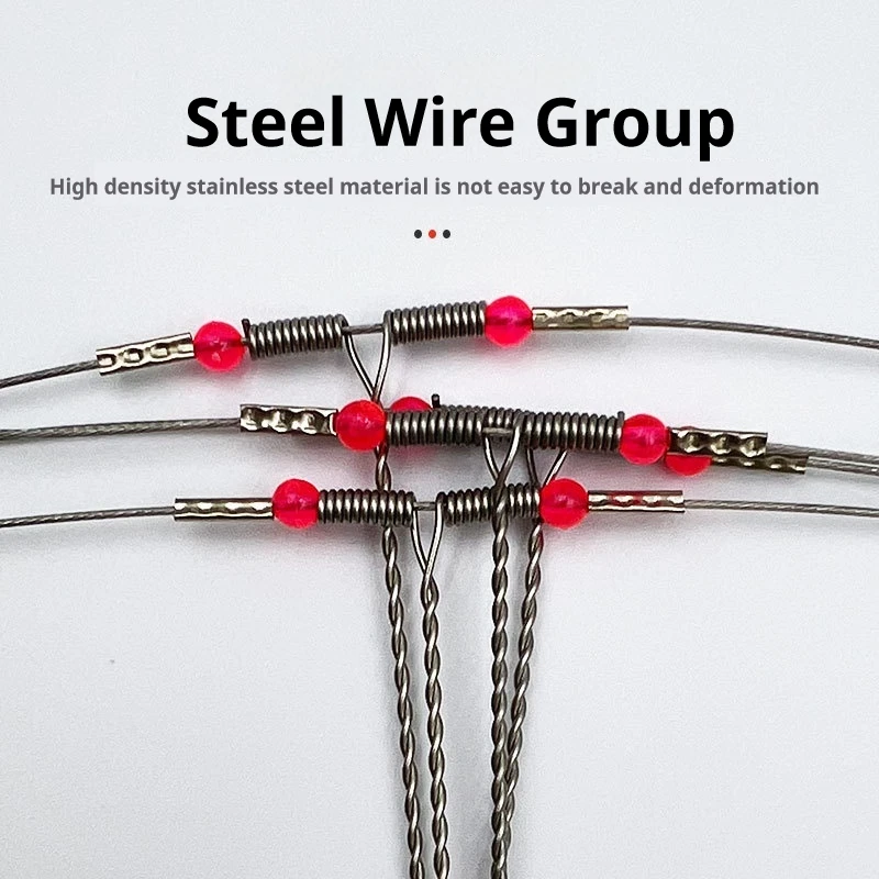 Aparejos de pesca de doble brazo, líder de acero inoxidable para agua salada con giratorios, equipo de equipo de alambre de pescado de alta resistencia, 10 Uds. - imagen 3