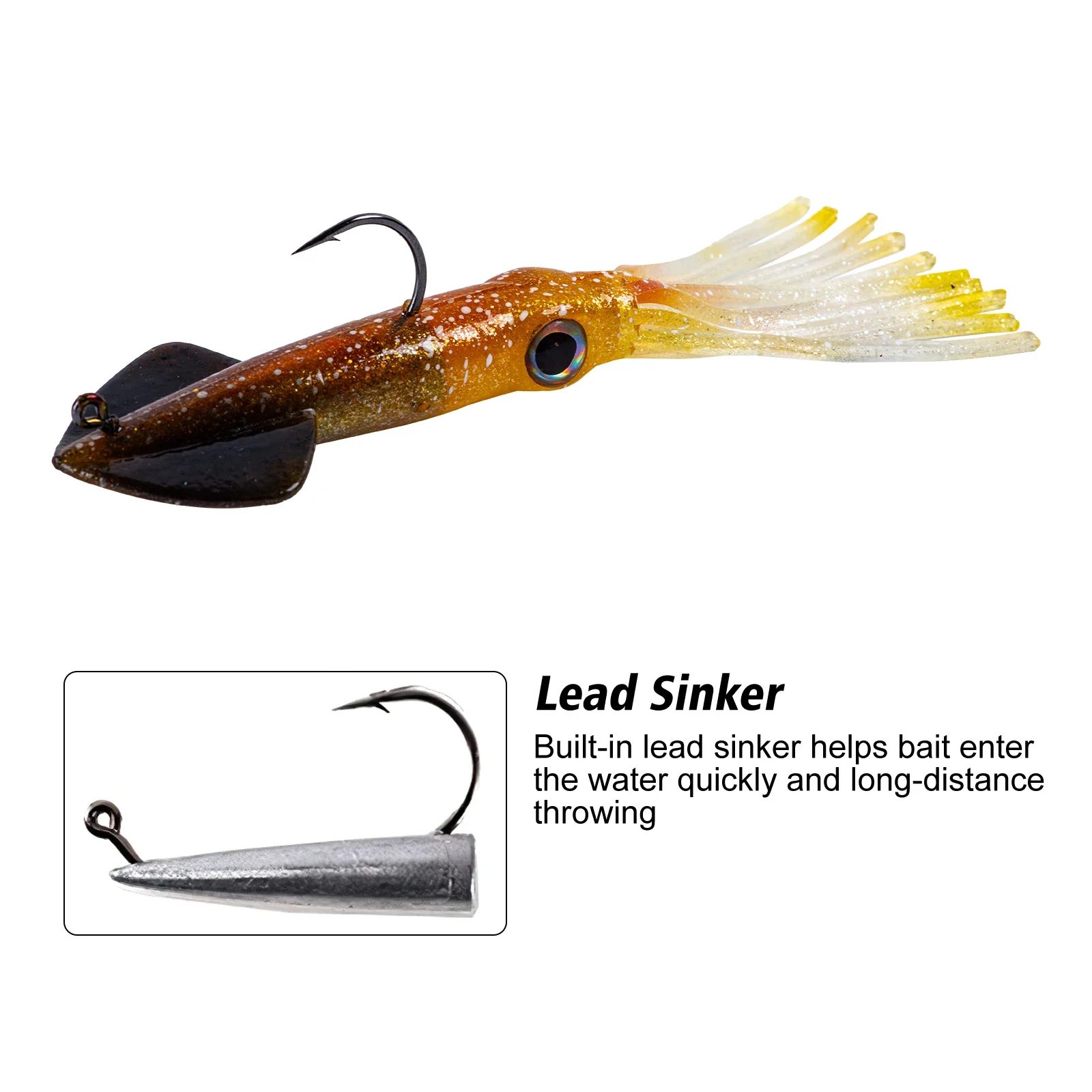 Goture-Cebo Artificial suave de calamar, cebo luminoso de 14cm y 36g, de plomo de PVC, sái, atún, luciérnaga, accesorios de pesca nocturna - imagen 4