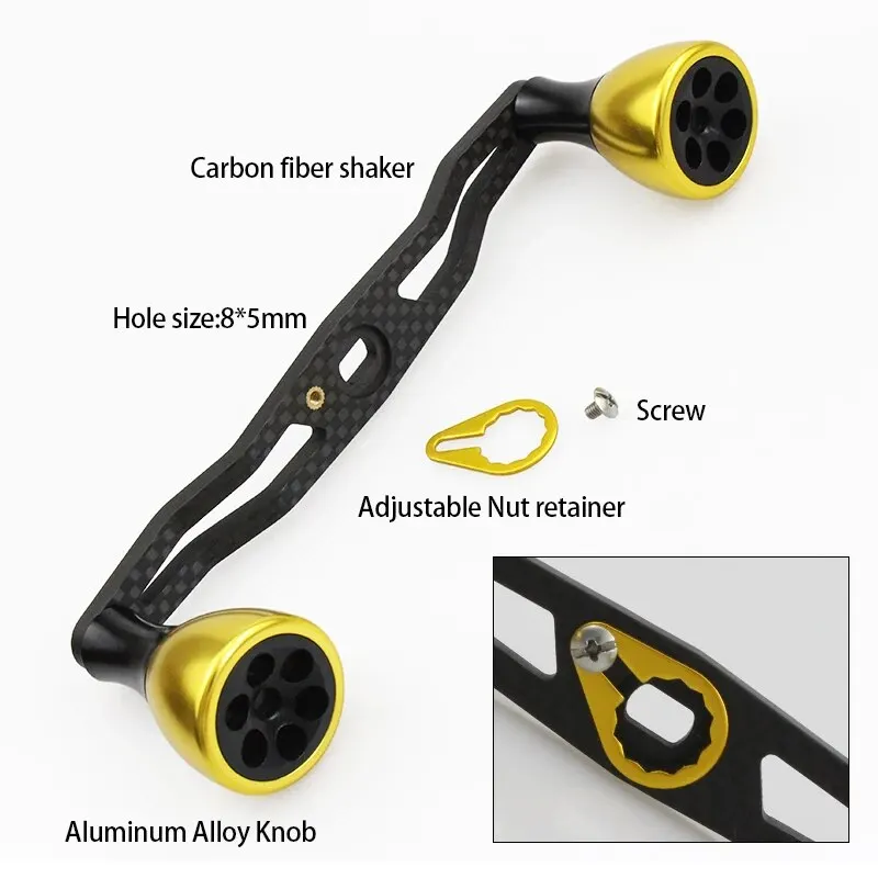 EKfan-mango de pesca de fibra de carbono, perillas de aleación de 130MM, agujeros de 7x4mm/8x5mm para carrete de gota de agua Dawa/Shmano Baitccast DIY - imagen 3