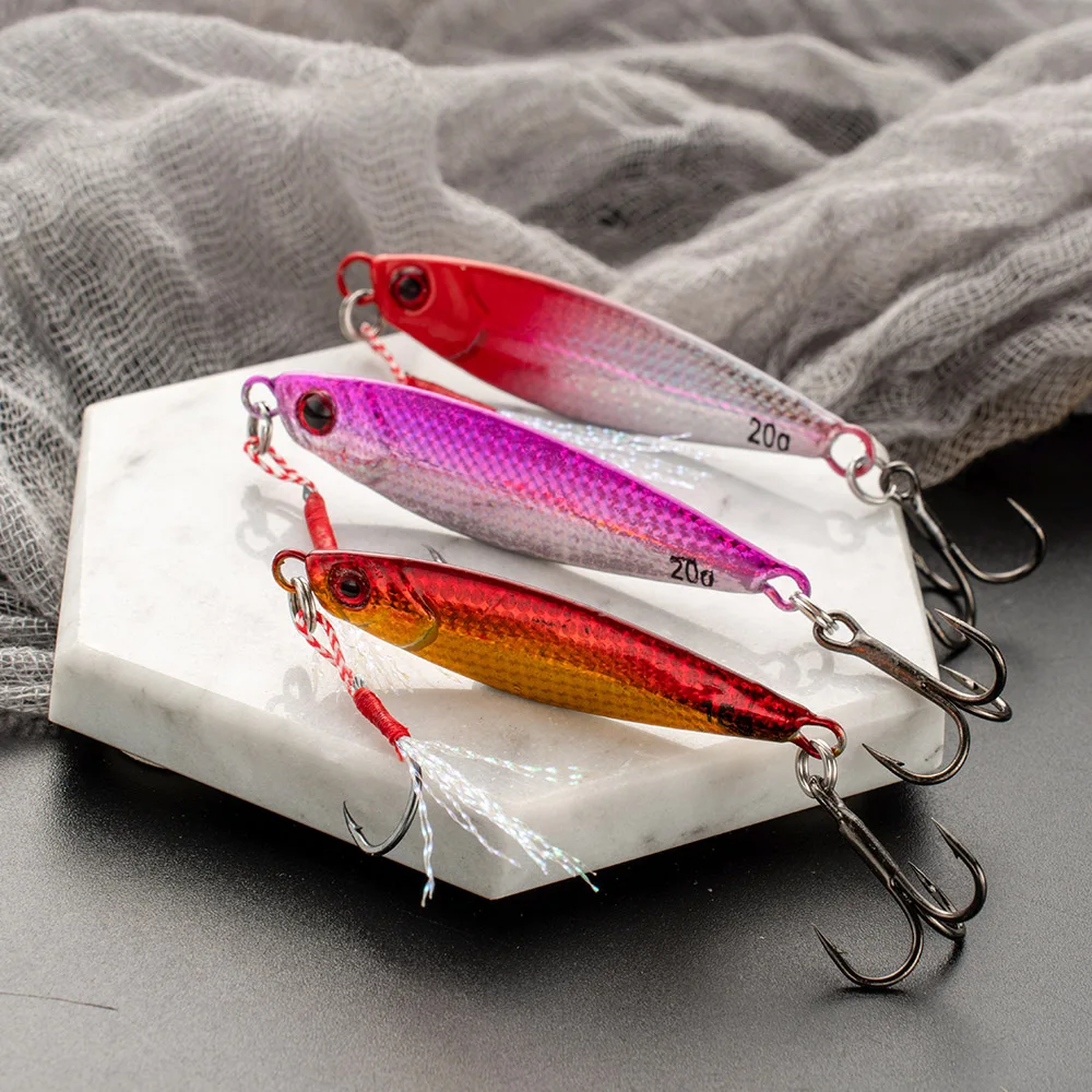 Señuelo de pesca de Metal, cebo duro para arrastre, aparejo de trucha, Jigging, señuelo de agua salada, lubina, 10g, 15g, 20g - imagen 5