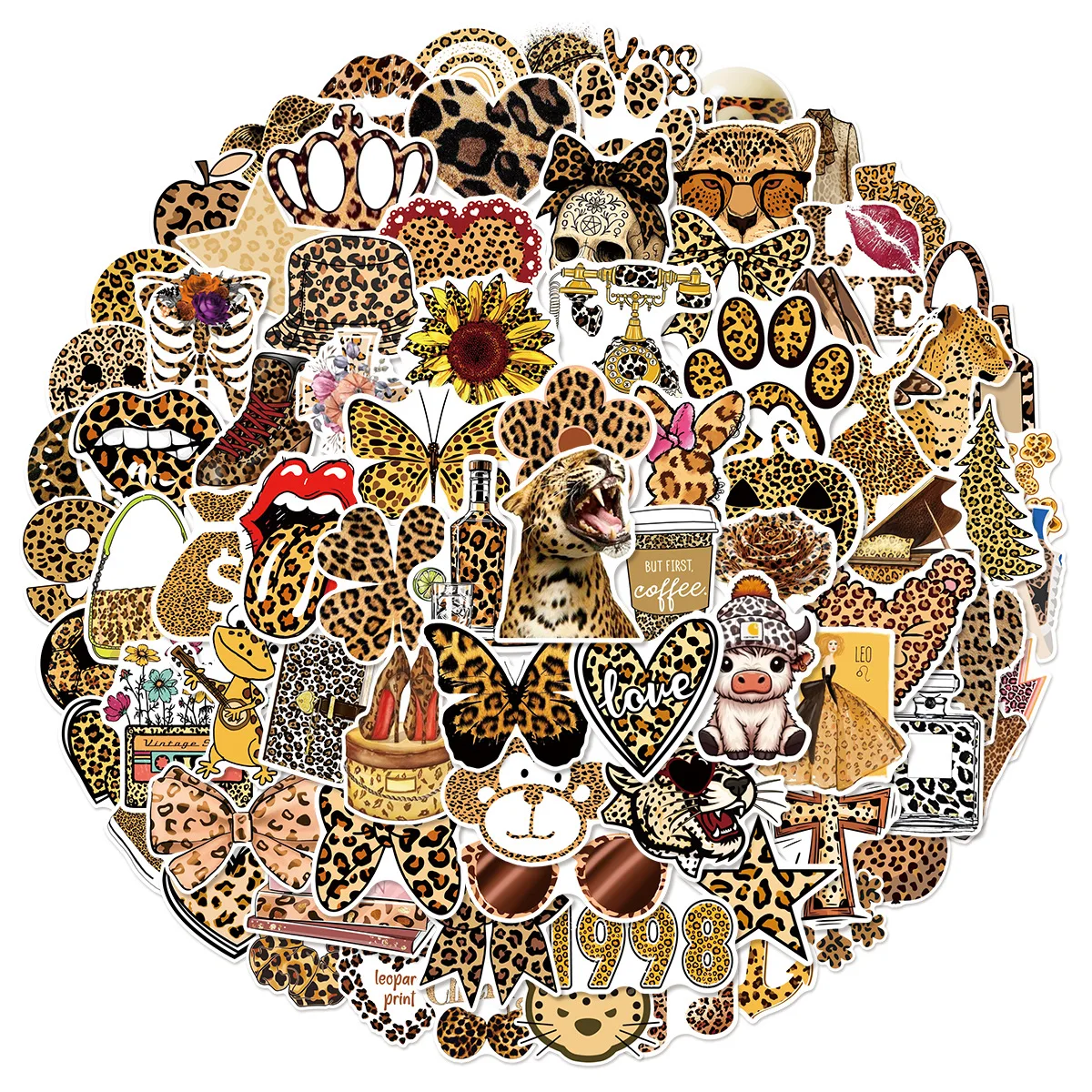 50/100 Uds estampado de leopardo chica arte estética impermeable Graffiti teléfono portátil equipaje guitarra cuaderno pegatinas juguetes para niños - imagen 3