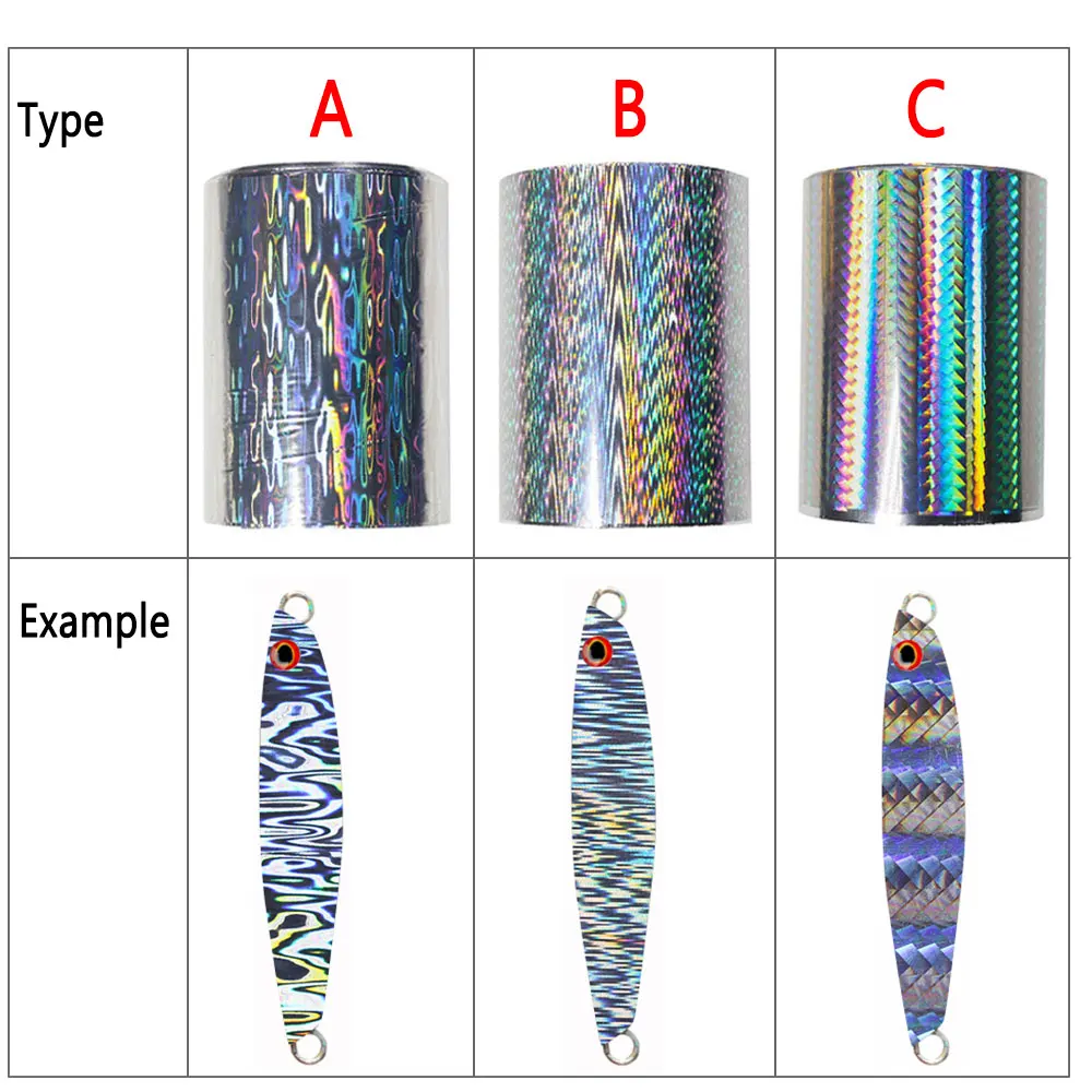 Bimoo-rollo de papel holográfico para señuelo de pesca, lámina de estampado en caliente de 8cm de ancho, 120 m/rollo - imagen 3