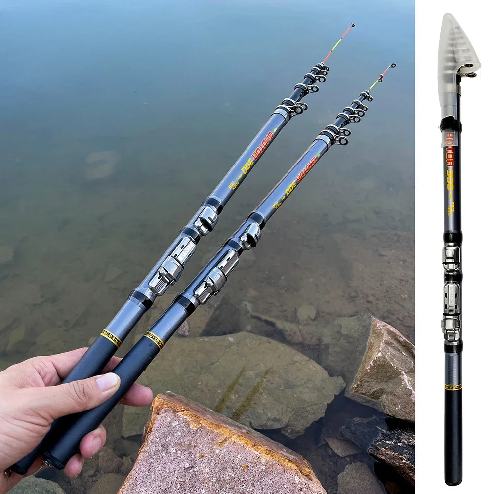 Mini cañas de pescar giratorias portátiles ultraligeras de 1,5-3,0 m, caña telescópica de fibra de carbono para roca/mar, caña de viaje para pesca de agua dulce - imagen 5