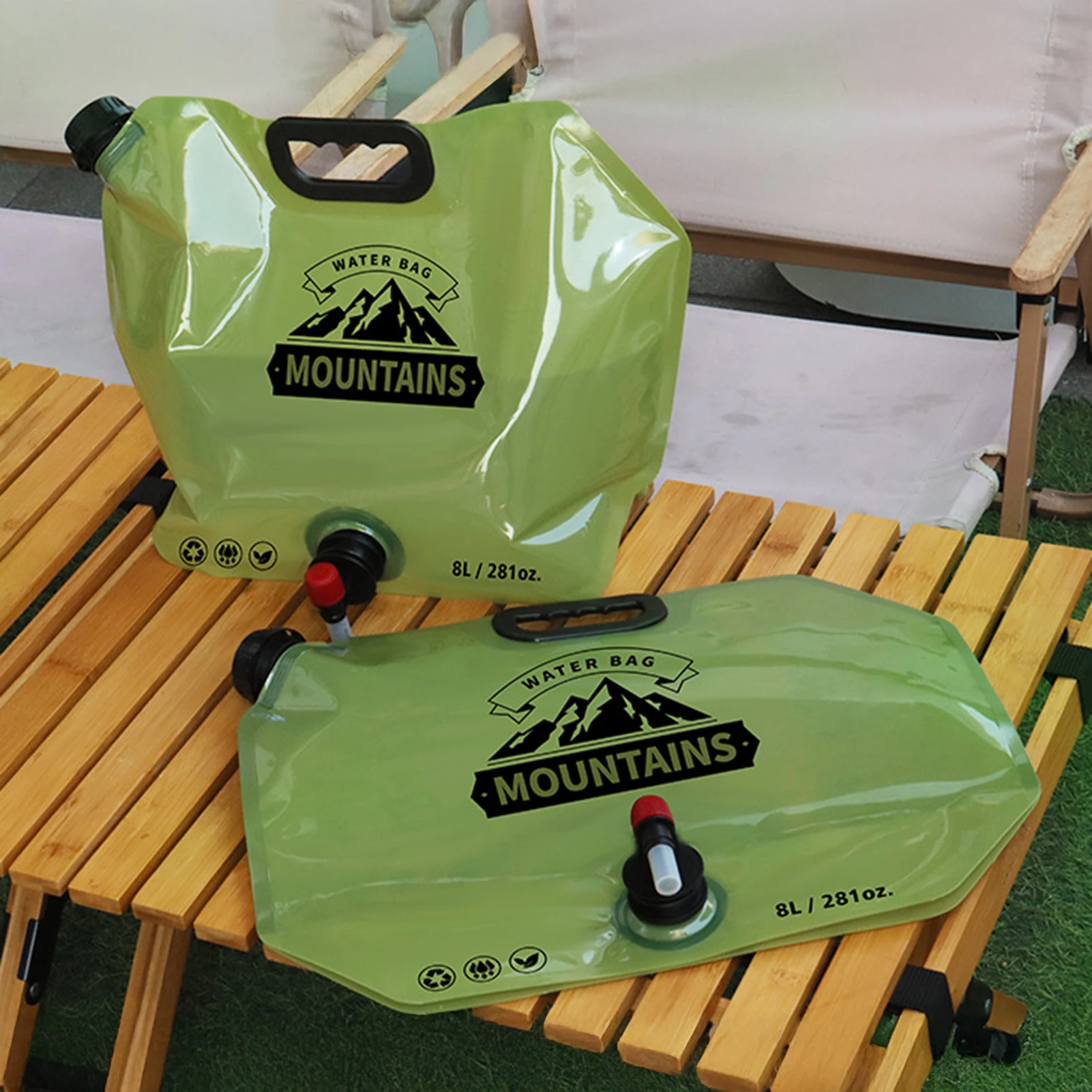 Bolsa de agua para exteriores de 8L, bolsa de agua suave gruesa de gran capacidad, contenedor de agua plegable portátil con grifo para acampar, Picnic y barbacoa