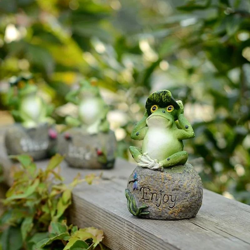 Adornos de resina de rana para jardín y decoración artesanal