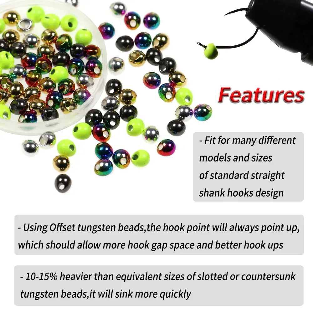 Bimoo 20 piezas 2,3 ~ 3,8mm fregadero rápido Offset cuentas de tungsteno forma de gota Jig Off Beads Material de atado de moscas para plantilla húmeda ninfa camarones Scud - imagen 5