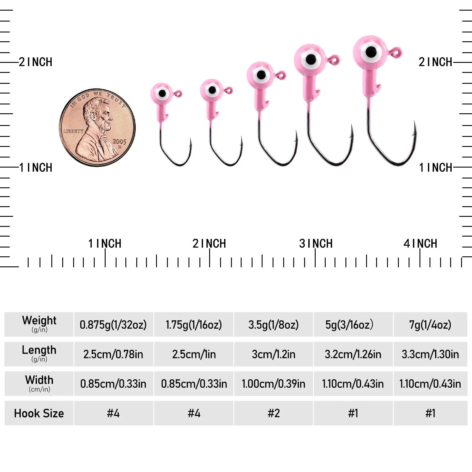 Gancho de manivela con cabezal de anzuelo, bola redonda de 0,875g-7g, anzuelo de cebo vivo para gusano, señuelo suave, tipo de pez, trucha, Panfish, 3/5 Uds. - imagen 2