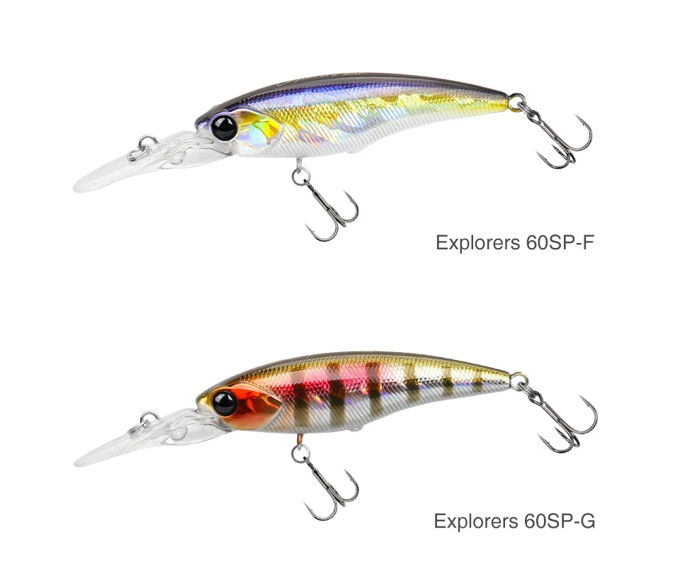 Exploradores 60sp-F y Explorers 60sp-G atrapan la acción con estos vibrantes señuelos de pesca