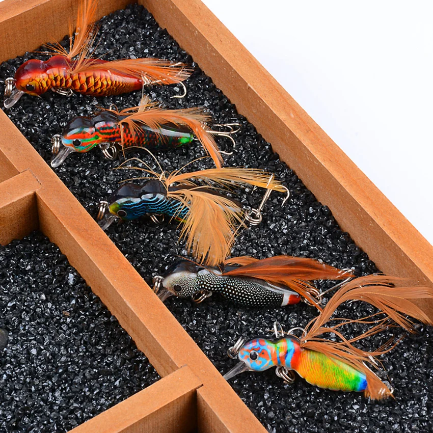 Señuelos de insectos artificiales de 4,5 CM/3,4G, Mini Pesca, señuelo de hormiga pintado, cebo de plumas con cuentas 3D, señuelo de Pesca con anzuelos triples - imagen 2
