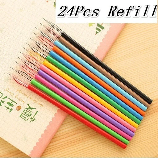 24 Uds. Recambios coloridos con cabeza de diamante, recambios creativos de bolígrafo de Gel de 12 colores, 0,38mm, papelería de oficina, suministros escolares - imagen 2