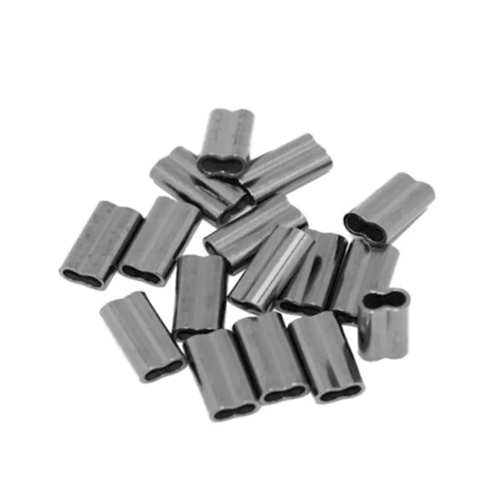 100 Uds 8/10mm conector ovalado duradero tubo de alambre de pesca de acero inoxidable doble tubo de cobre mangas de prensado de línea - imagen 3
