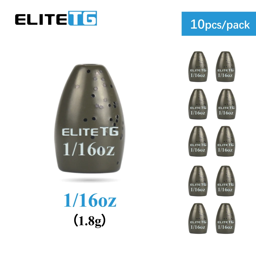 Elite TG 10 Uds señuelo pesca lanzamiento pesos 1,8g-63g bala lubina Texas/Carolina Rig Crappie Panfish herramienta de señuelo de pesca