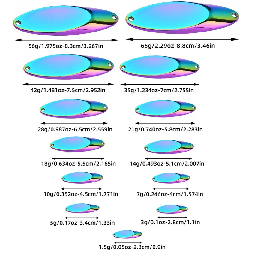 12 Stück 1,5 g-56 g Metall-Spinner-Löffel, Forellen-Angelköder, harter Köder, Paillette, künstlicher Köder, Pailletten, Spinner, Swimbait, Pesca-Köder - imagen 3