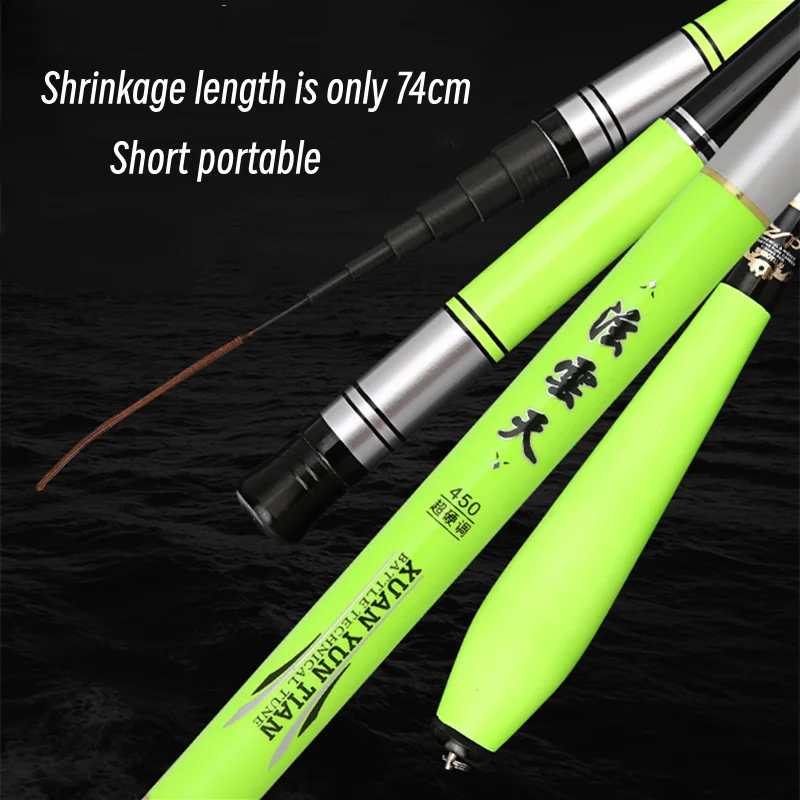 Cañas de pescar telescópicas ultraligeras con fibra de carbono dura de 3,6 m, 4,5 m, 5,4 m, 6,3 m y 7,2 m