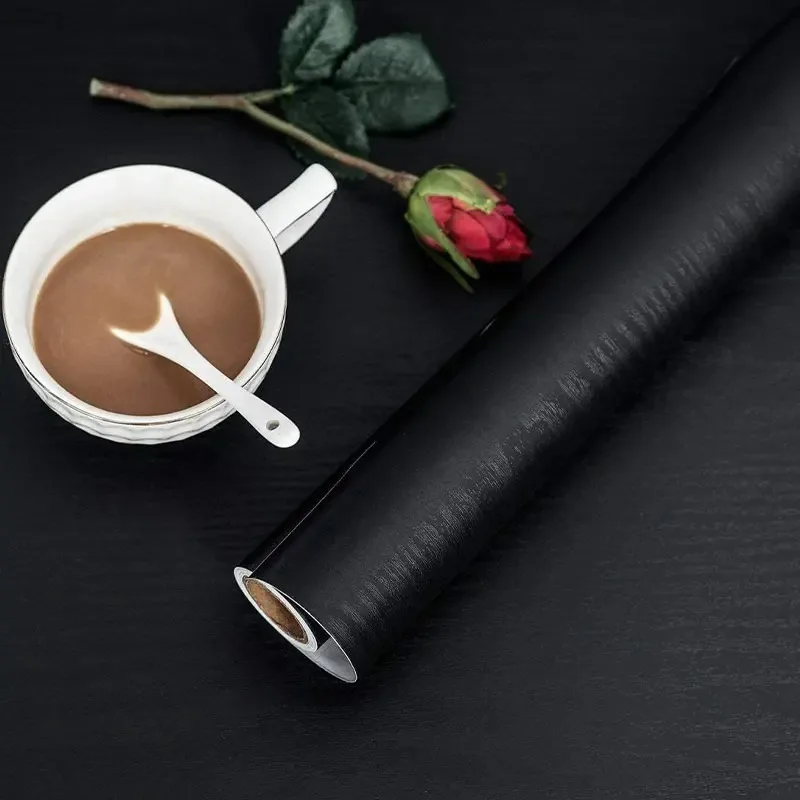 Papel tapiz autoadhesivo blanco y negro de grano de madera de PVC, pegatina de pared impermeable para renovación de puertas de muebles de dormitorio y cocina - imagen 3