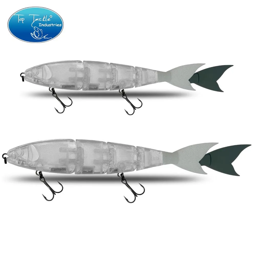 Swimbait sin pintar, cebo articulado DIY, señuelo de pesca flotante/hundimiento de 170/200mm con cola suave, cebo duro Artificial de plástico ABS