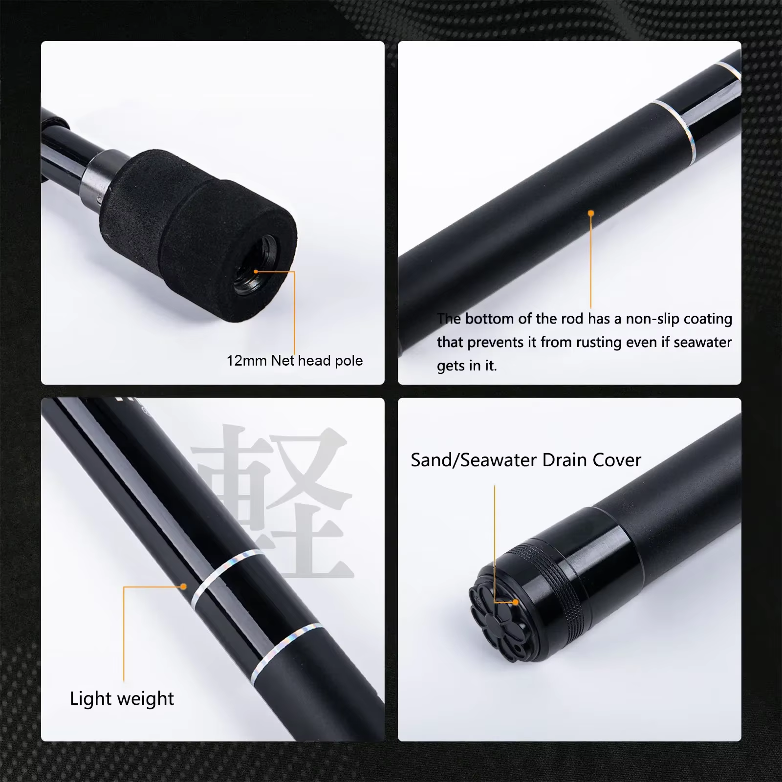 고쳐 휴대용 낚싯대 2.1M 3.0M 3.9M 스트랩 포함 텔레스코픽 연장 핸들 낚싯대 어획용 랜딩 네트 낚시 도구 - imagen 3