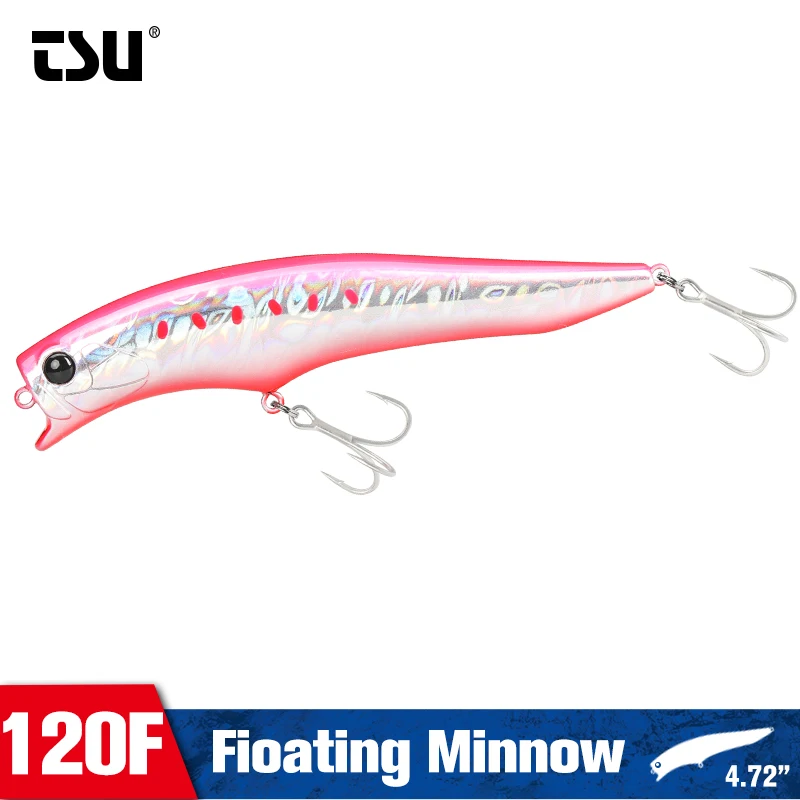 TSURINOYA Camino poco profundo pececillo flotante GORGO 120F 120mm 20g rango 0-30cm señuelo de pesca de mar lubina flotante cebos duros falsos