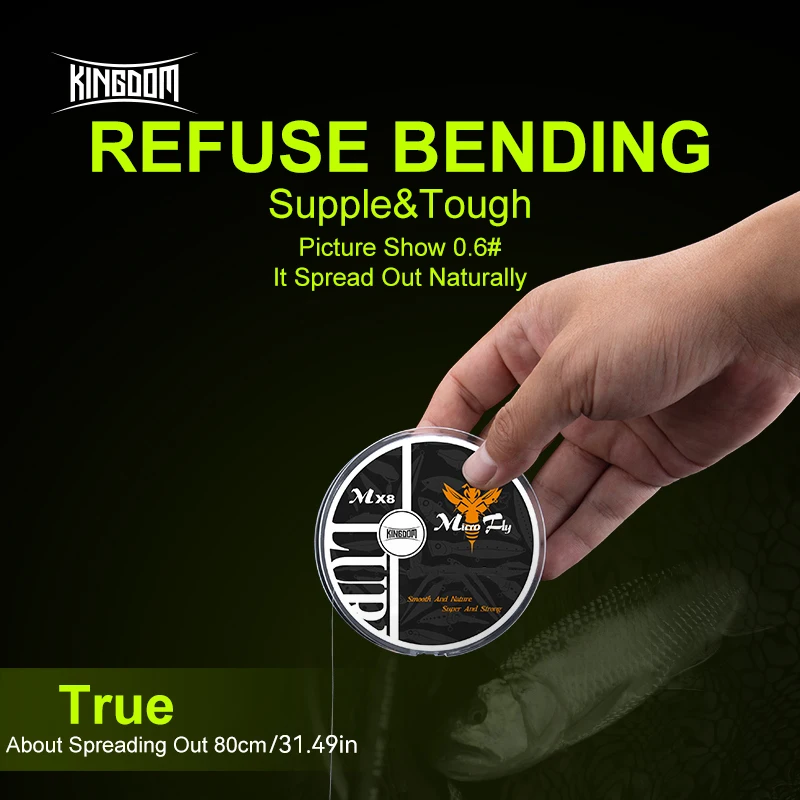 Kingdom Micro líneas de pesca con mosca, 100m, 4 hebras trenzadas, línea de PE, monofilamento japonés, línea líder, pesca en agua dulce y salada - imagen 5