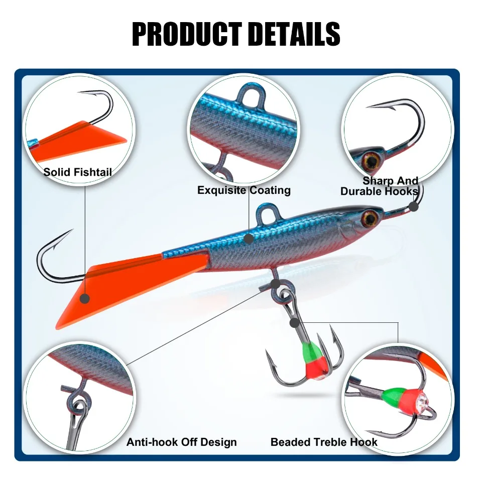 Goture-Juego de plantillas de pesca en hielo, 36mm, 10g, plantilla equilibrada, Banlancer de hielo de invierno, señuelo de pesca en hielo artefital, Swimbait, Wobbler - imagen 4