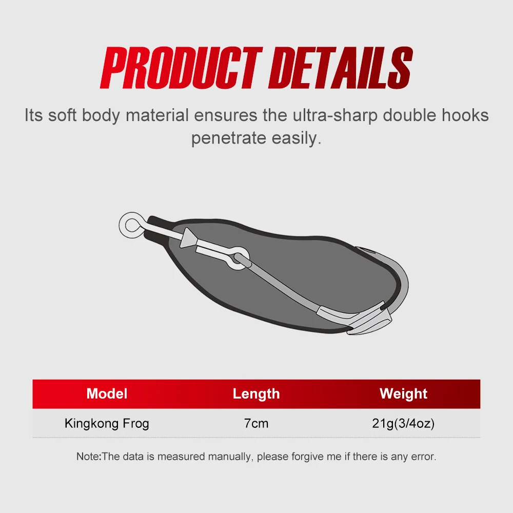 NOEBY-Cebo de silicona de rana Kingkong, señuelo de pesca Topwater, ranas de sapo suave, cuerpo hueco, cebos artificiales, 70mm, 21g - imagen 2