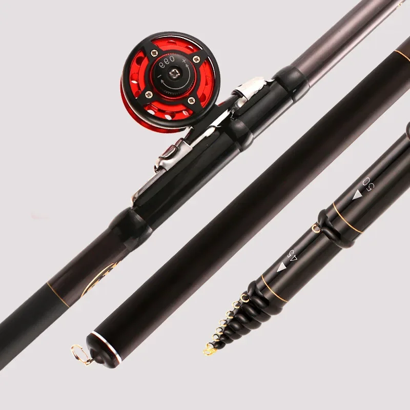 Caña de pescar de carbono de alta calidad, 4,5 M, 5,4 M, 6,3 M, 7,2 M, caña de pescar telescópica de tres posiciones, aparejos de pesca giratorios, caña de mar - imagen 4