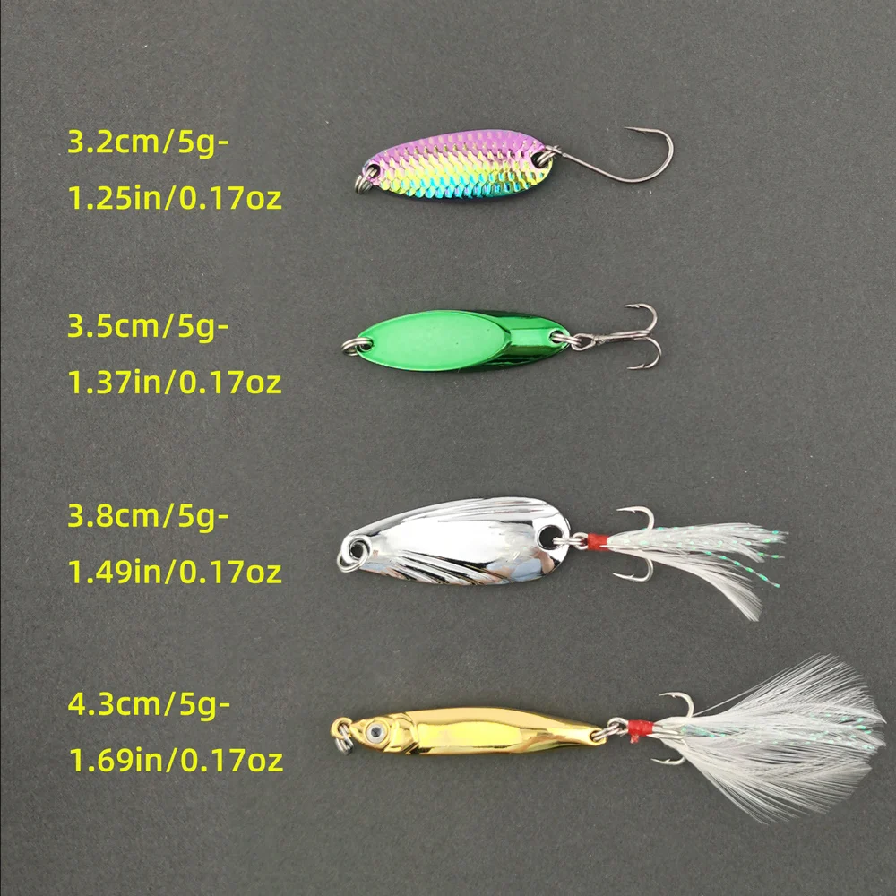 Aorace 8 Uds 5/7/10g Señuelos de pesca con cuchara vib de Metal-anzuelos de pesca duraderos para equipo de pesca de agua dulce y salada - imagen 5