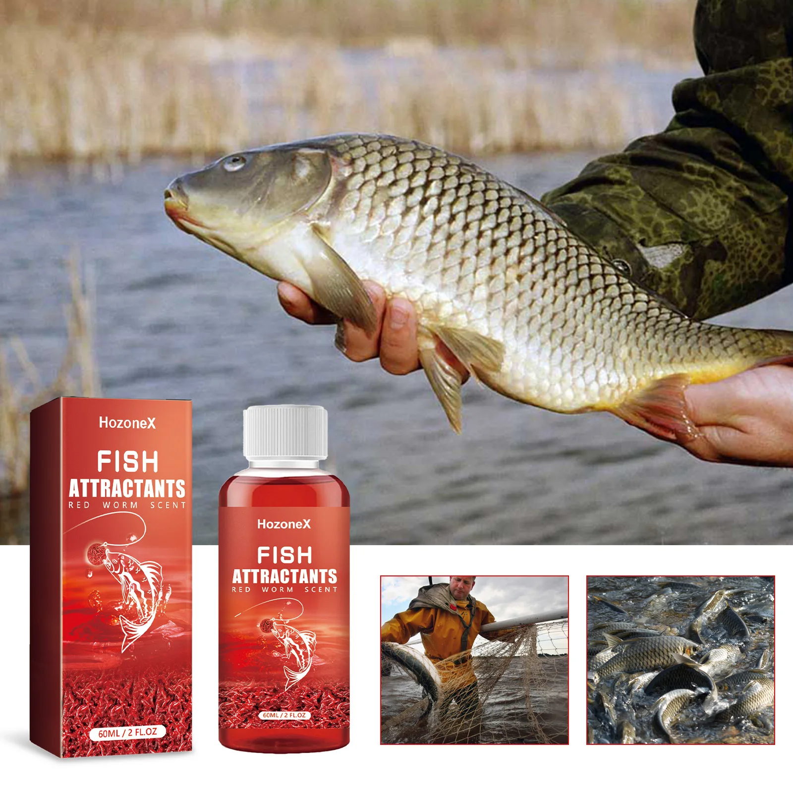 Cebo de pesca concentrado de 60ml, cebo integral de anidación rápida, gusano rojo, líquido concentrado, suministros de pesca