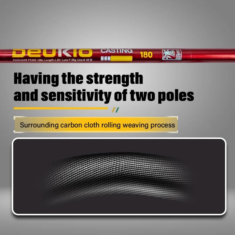 DEUKIO-caña de pescar giratoria de 4/5 secciones, postes de fibra de carbono de peso ultraligero de 1,8/2,1 M para viajes, pesca en agua dulce - imagen 5