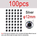 100pcs Silver 12mm