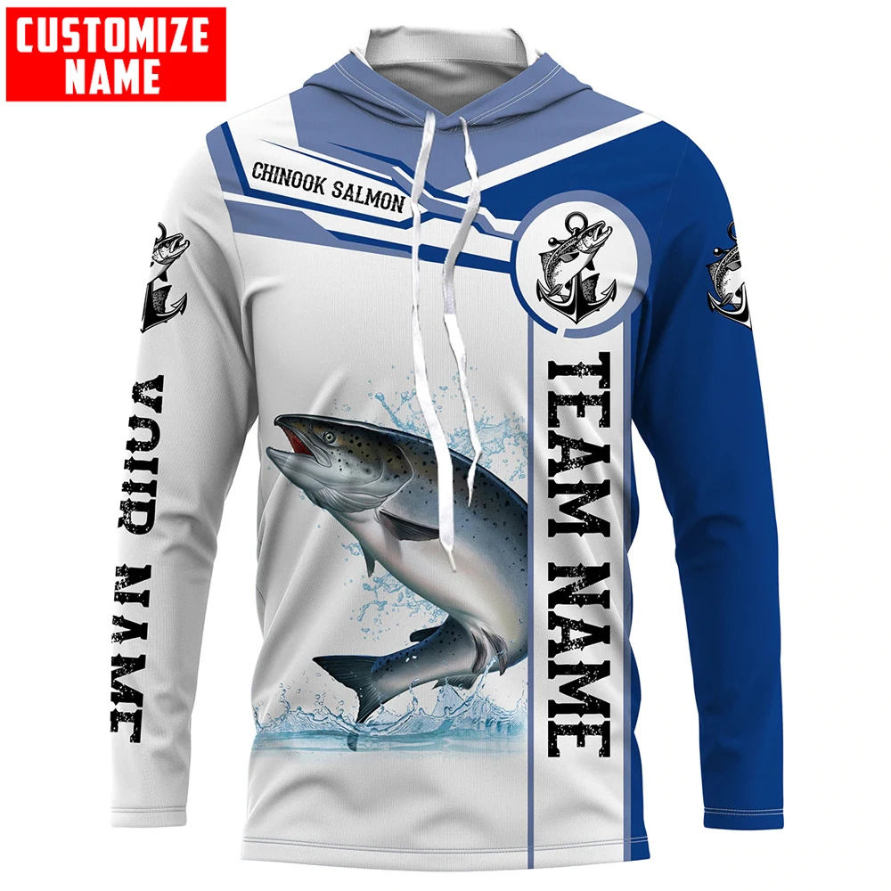 Personalizar nombre y equipo pesca en salmón 3D completamente estampado Sudadera con capucha y sudadera para hombre sudaderas con capucha con cremallera Unisex chándales casuales KJ884