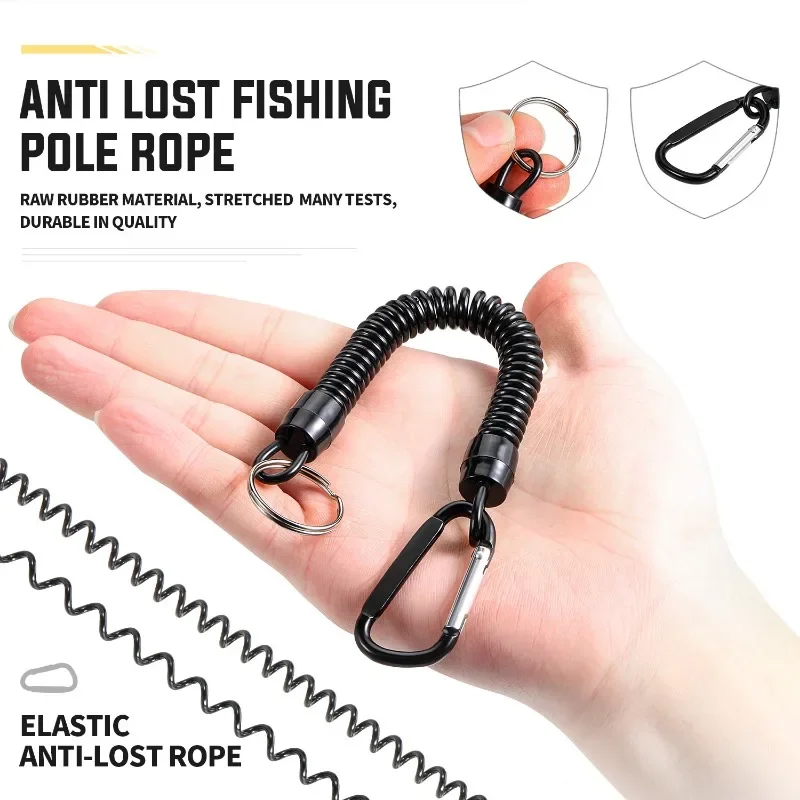 Cordones de pesca Sougayilang, 5 uds., 22cm, correa en espiral retráctil con mosquetón, cuerda de pesca para navegación, cuerda de retención, herramienta de pesca - imagen 3