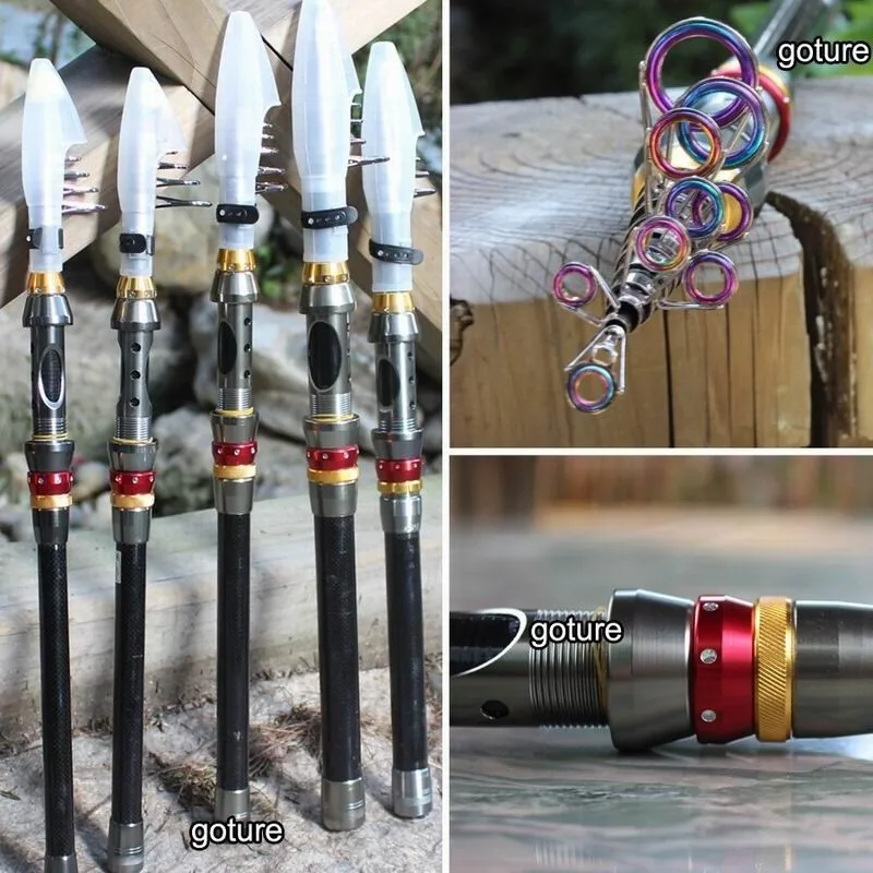 Goture-caña de pescar telescópica de fibra de carbono, caña de pescar giratoria para carpa, alimentador de lubina, 1,8-3,0 m - imagen 2