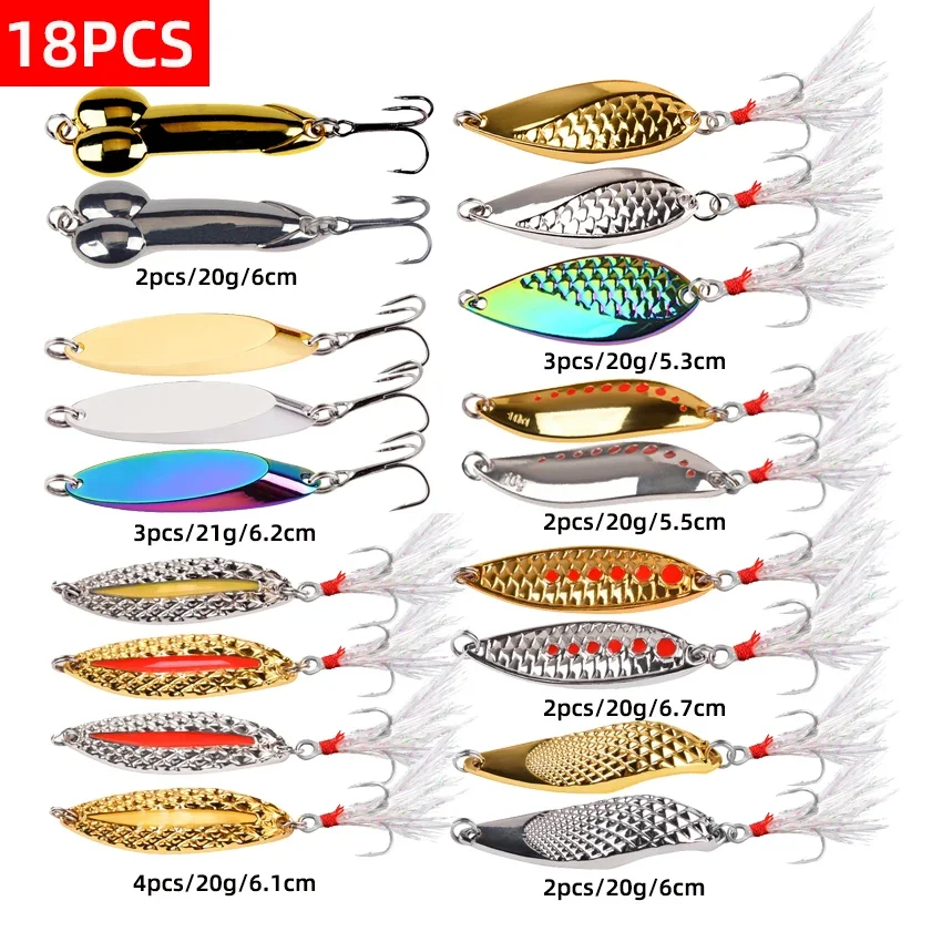Señuelo de pesca de 18 piezas, cebo duro Artificial, cuchara de vibración, Crankbait, VIB, 7g, 10g, 15g, 20g - imagen 2