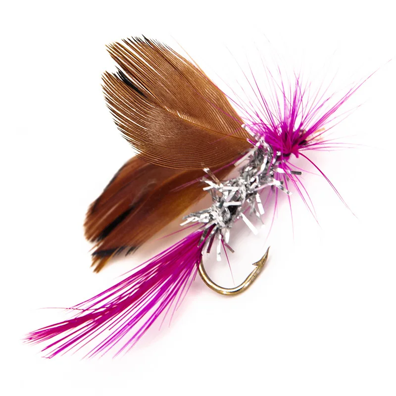 Señuelos de pesca con mosca, 12 piezas, plumas, insectos, cebo biónico, anzuelo, aparejos de peces para agua dulce y salada - imagen 3