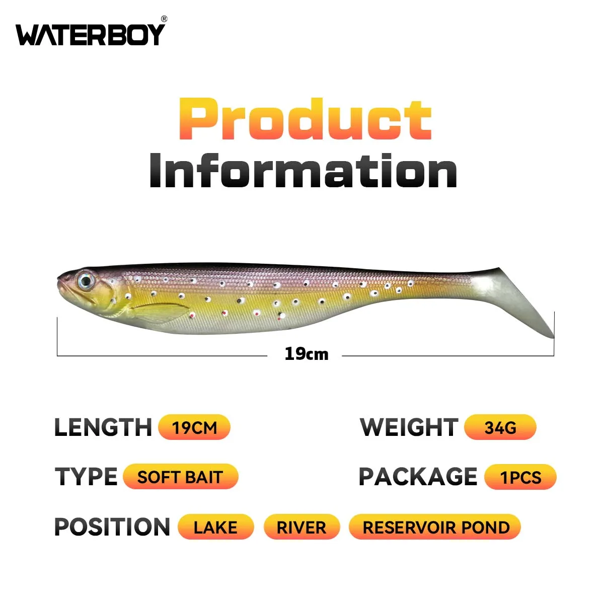 1 Uds 19cm 34g 23cm 56g señuelo de pesca suave Swimbait cebos de pescado la mejor fabricación de Softbait detallada cebo de pesca suave impreso - imagen 4