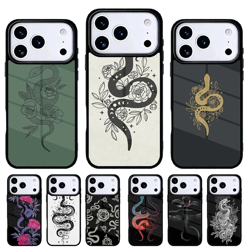 Funda iPhone serpiente y helecho, carcasa trasera elegante