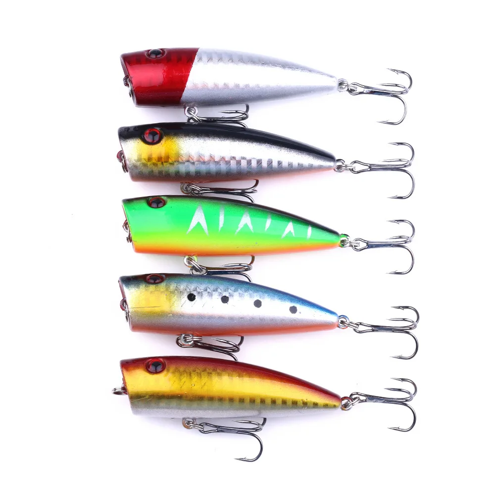 Señuelo de pesca Popper de 1 piezas, cebo duro de 7cm/9g, Artificial, Topwater, lubina, trucha, Lucio, Wobbler, aparejos de pesca con 2 anzuelos triples 6 # - imagen 2