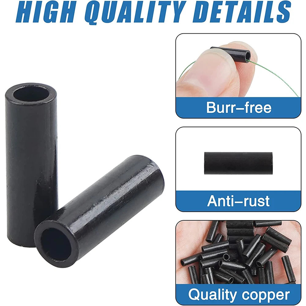 400 Uds. Mangas de engarzado de un solo barril de alambre de pesca, tubo de cobre, manga de bucle de prensado, conector de sedal, aparejos de aparejo líder - imagen 3