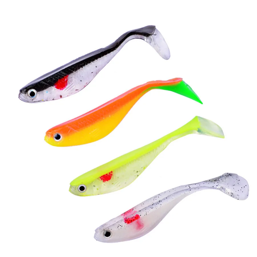 Cebos de silicona suave para pesca, cebo Artificial falso de cola en T, Wobblers Swimbait, 5 piezas, para invierno - imagen 4
