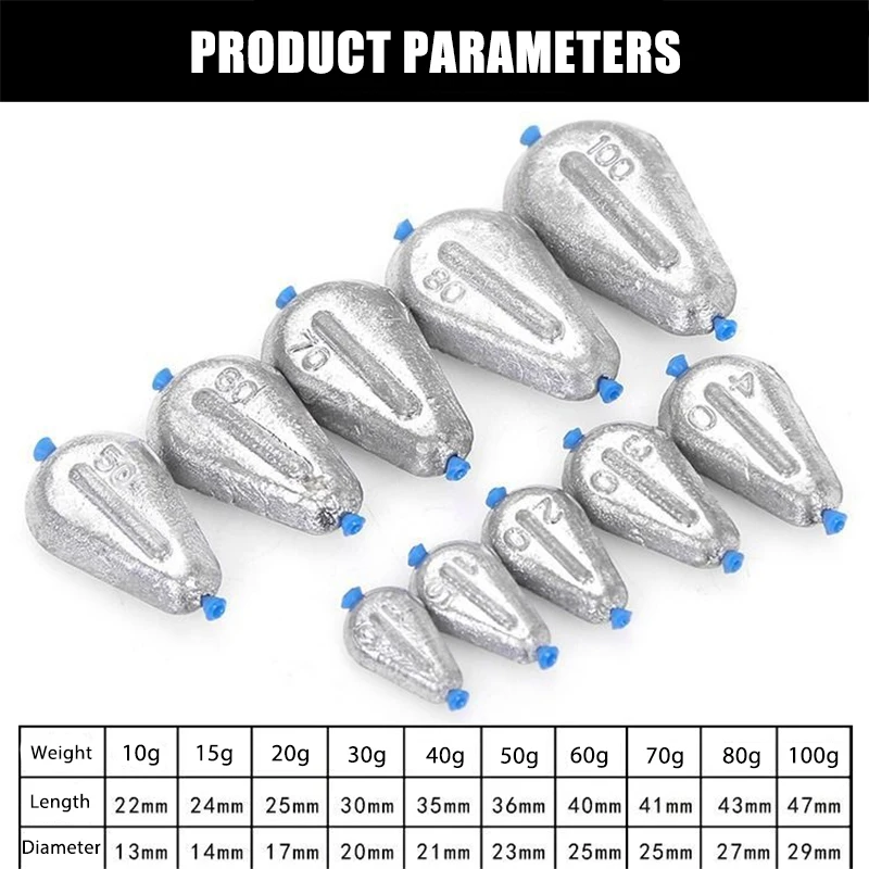 Plomo plano con tubo de plástico, pesas de pesca de 10g/20g/40g/60g/80g/100g/120g/150g, accesorios de herramientas de pesca - imagen 2