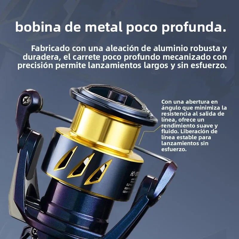 Carrete giratorio Huidiao tipo camaleón, carrete de pesca potente ultrasuave 5 + 1BB con respaldo cero, arrastre máximo de 8KG para pesca con señuelo - imagen 5