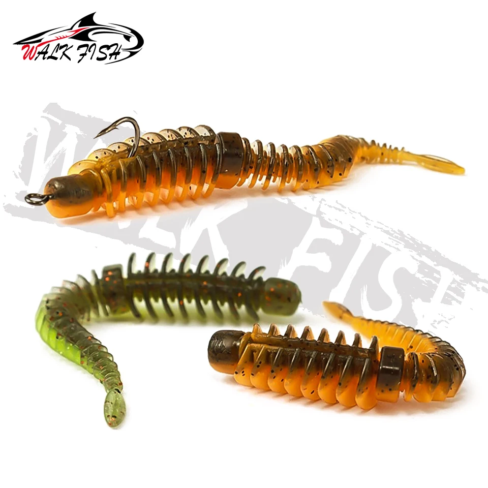 WALK FISH-Señuelos blandos de 8 Uds., 8,5 cm, 2,6g, hilo TPE, anzuelo de gusano, Pesca de carpa, Crankbait, equipo Swimbait, cebo de silicona con sabor a pescado - imagen 3