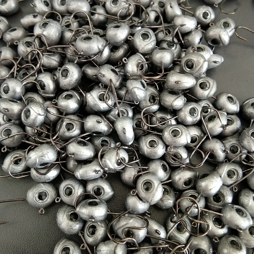 10 unids/lote 1g 1,8g 3,6g 3D ojo Jig Head anzuelos de pesca Jig Head Ice Bass carpa pesca Jig señuelo suave lubina - imagen 2