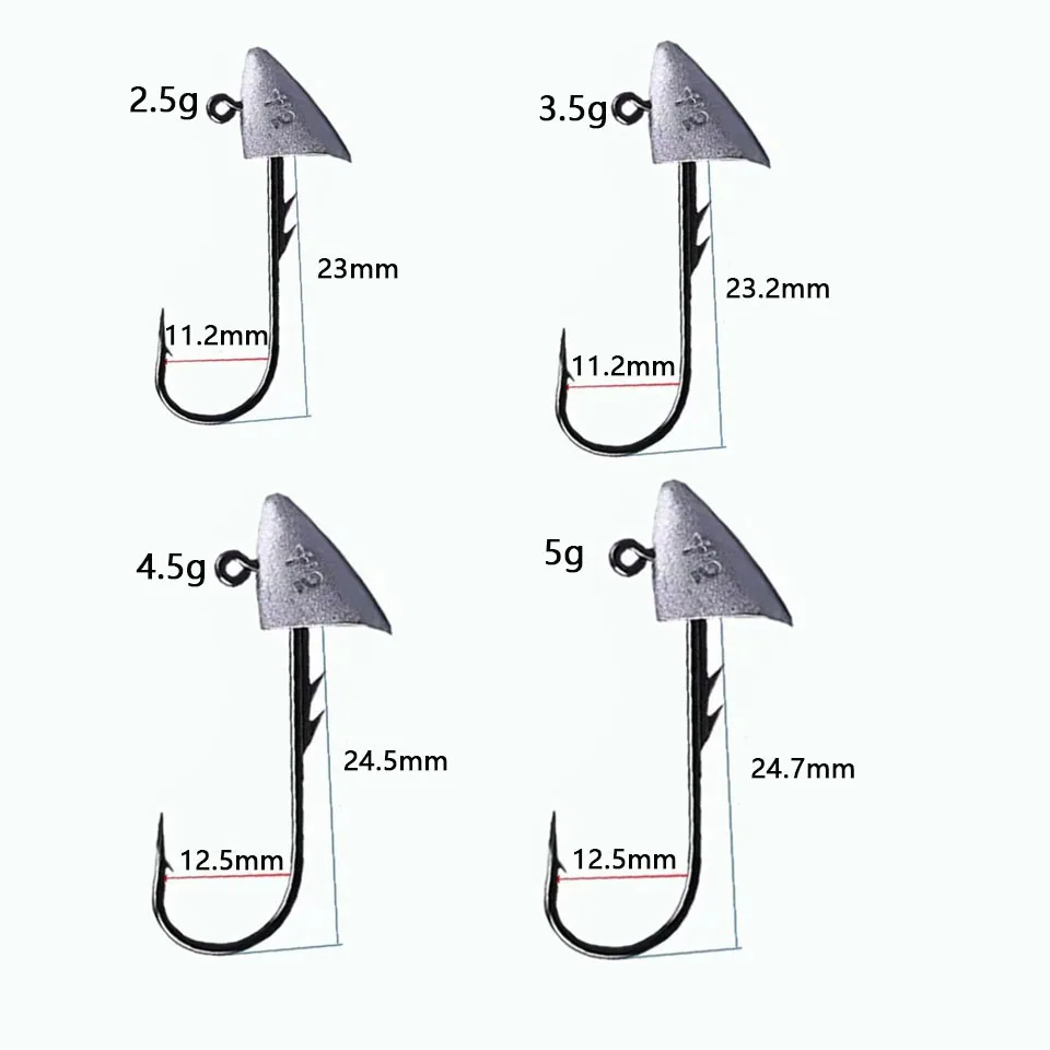 FishTrip Anzuelos Jig Head con cabeza triangular barco para vinilo - imagen 5