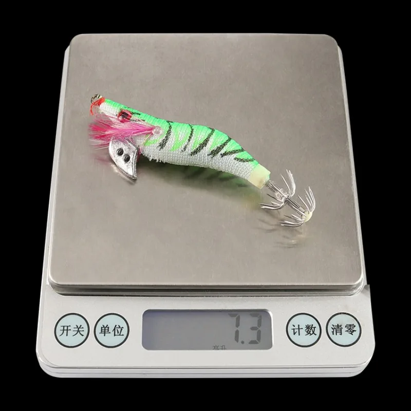 Señuelo de pesca de calamar, 1 piezas, señuelo de camarón de madera, anzuelo de calamar, señuelos de sepia, cebo de camarón de madera - imagen 3