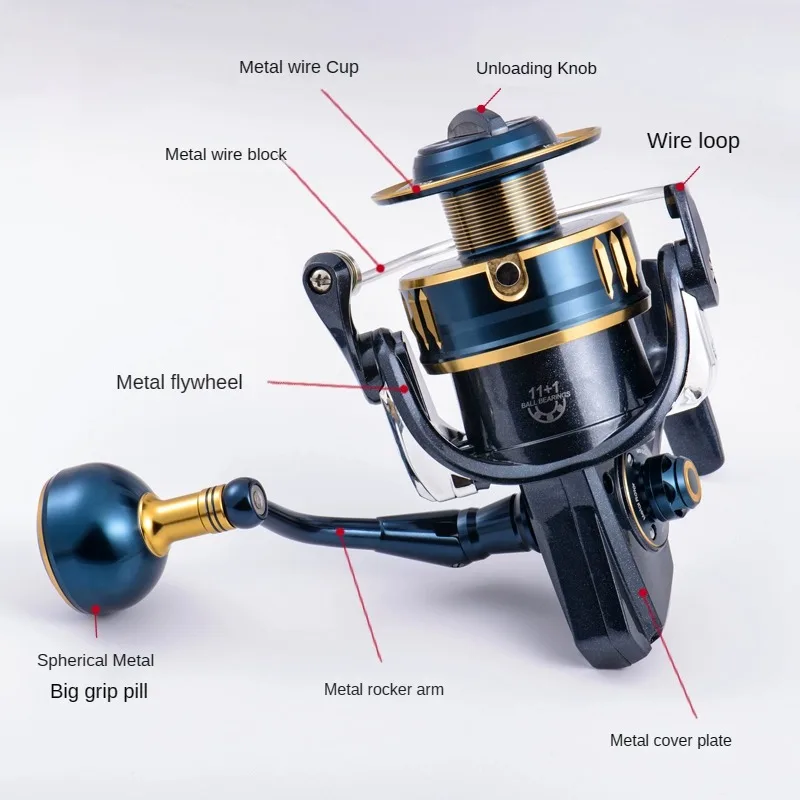 DSNY-Black Knight 11 + 1 BB 6,2: 1, carrete giratorio de Metal completo, carrete de Jigging 3000/5000/6000/10000, carrete de barco de agua salada, arrastre de 25kg - imagen 2