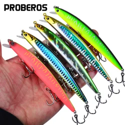 Proberos-señuelo de pesca de pececillo de fundición larga realista, 12,5 cm/4,92 pulgadas, 16g, con ojos 3D, cebo de manivela que se hunde con anzuelo triple 3X, 1 ud.